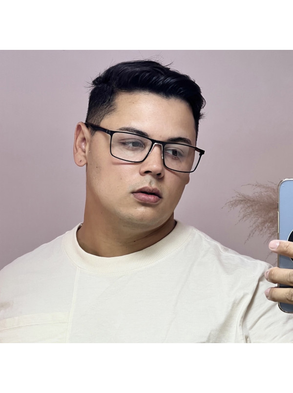 Armação de Óculos AQ230915 Retangular Preto e Vermelho